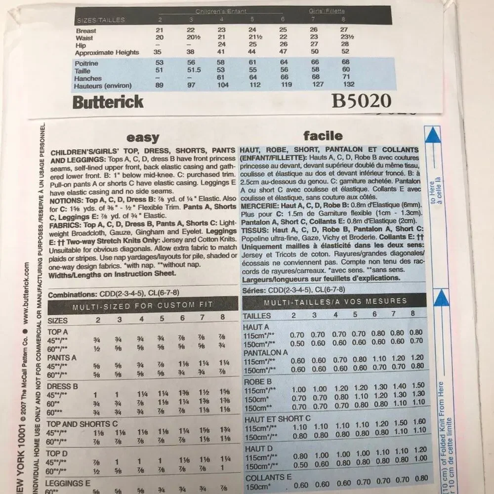Butterick Girls 6-7-8 Dress/Outfit Patterns